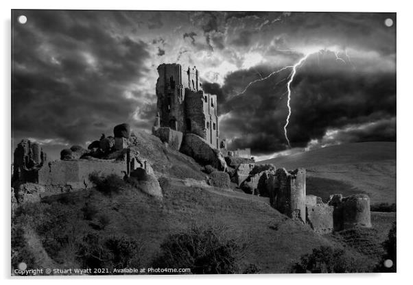 Corfe Castle Acrylic by Stuart Wyatt