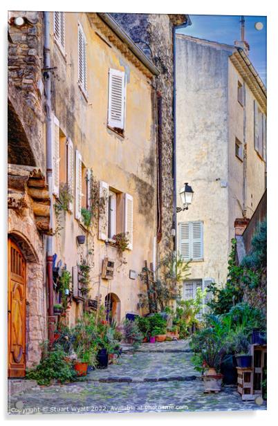 Street Scene Provence Acrylic by Stuart Wyatt