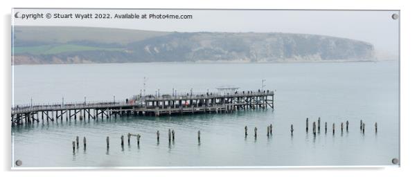 Swanage Piers Side by Side Acrylic by Stuart Wyatt