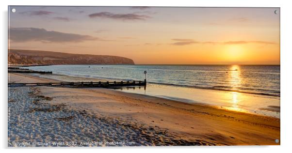 Swanage Beach Sunrise Acrylic by Stuart Wyatt