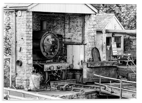 The steam engine workshop at Swanage Acrylic by Stuart Wyatt