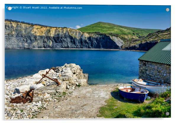 Chapmans Pool Slipway Acrylic by Stuart Wyatt