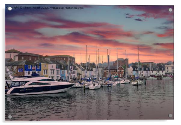 Weymouth Harbour Sunset Acrylic by Stuart Wyatt