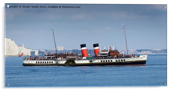 Old Harry and the paddle steamer Waverley Acrylic by Stuart Wyatt
