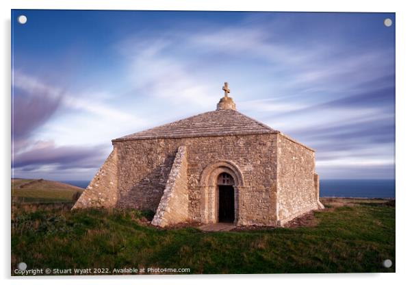 St Aldhelms Chapel, St Albans Head, Dorset Acrylic by Stuart Wyatt
