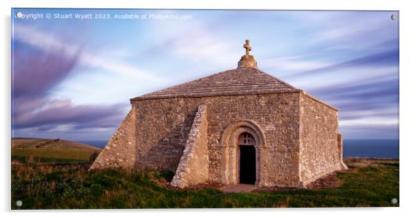 St Aldhelms Chapel, St Albans Head, Dorset Acrylic by Stuart Wyatt