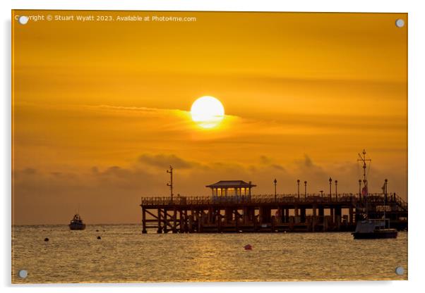 Swanage Pier Sunrise Acrylic by Stuart Wyatt