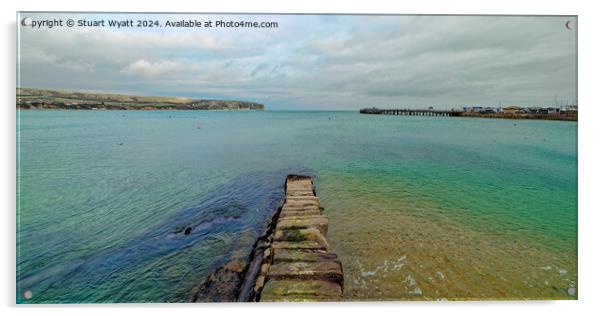 Swanage Bay Panorama Acrylic by Stuart Wyatt