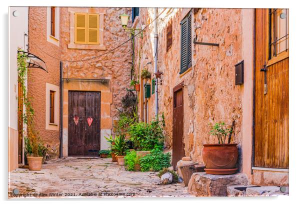 Mallorca, Spain, houses in beautiful village of Valldemossa Acrylic by Alex Winter