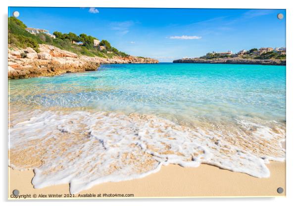 Beautiful sand beach bay on Majorca island Spain Acrylic by Alex Winter