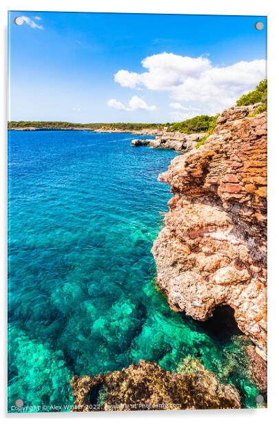 Rocky coastline on Mallorca island Acrylic by Alex Winter