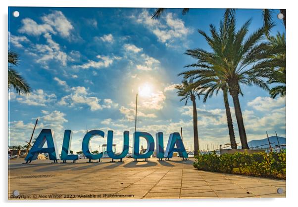 Alcudia sign at marina port on Mallorca Spain Acrylic by Alex Winter