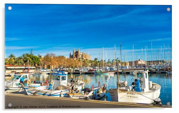 Fishing harbor port of Palma de Majorca Acrylic by Alex Winter
