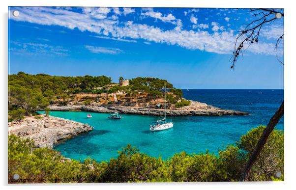 Bay with boats on Majorca island Acrylic by Alex Winter