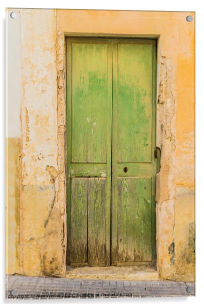 green wooden entrance front door Acrylic by Alex Winter