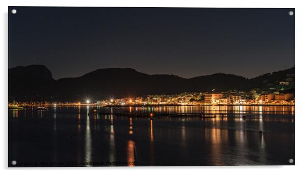 Port de Andratx on Mallorca at night Acrylic by Alex Winter