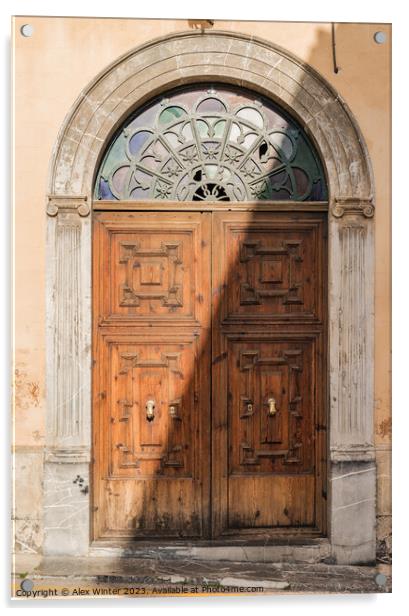 Antique wooden front door Acrylic by Alex Winter