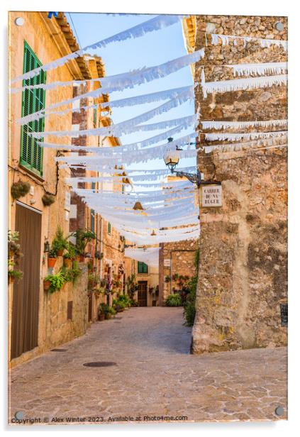 Alley in old mediterranean village of Valldemossa Acrylic by Alex Winter