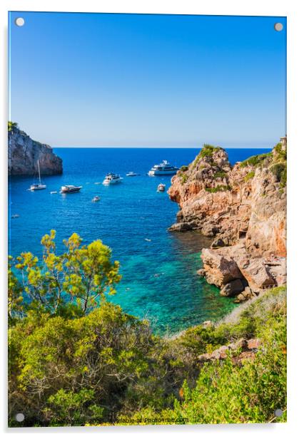 Cala Deia beach Mallorca island, Spain bay  Acrylic by Alex Winter