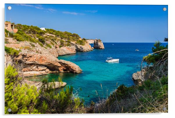 Idyllic bay with luxury yacht at the coast Majorca Acrylic by Alex Winter