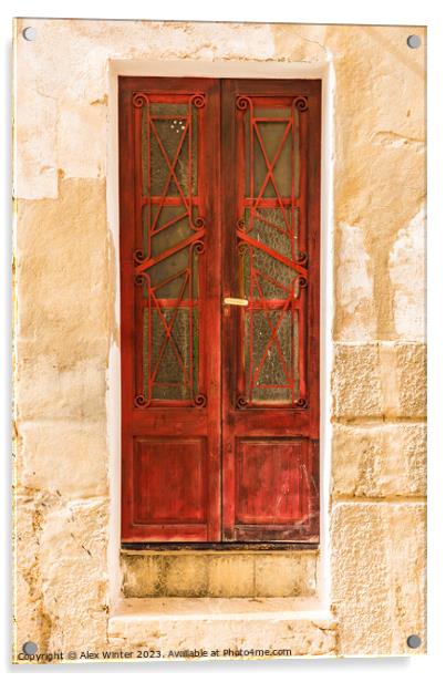 Old wooden front door Acrylic by Alex Winter