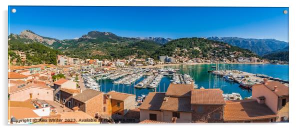 Port de Soller Mallorca panorama view Acrylic by Alex Winter