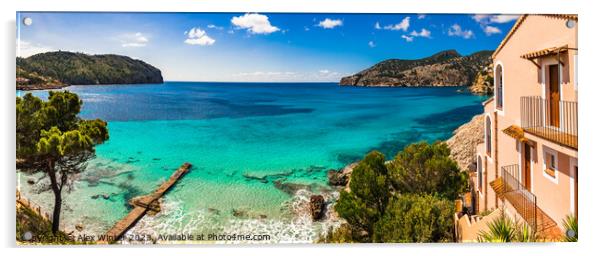 Idyllic sea view of bay in Camp de Mar Mallorca Acrylic by Alex Winter