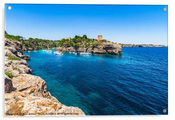 Idyllic bay of Cala Pi beach Majorca Acrylic by Alex Winter