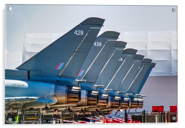 Tails of the RAF Typhoon Eurofighters at Coningsby Acrylic by Martin Day