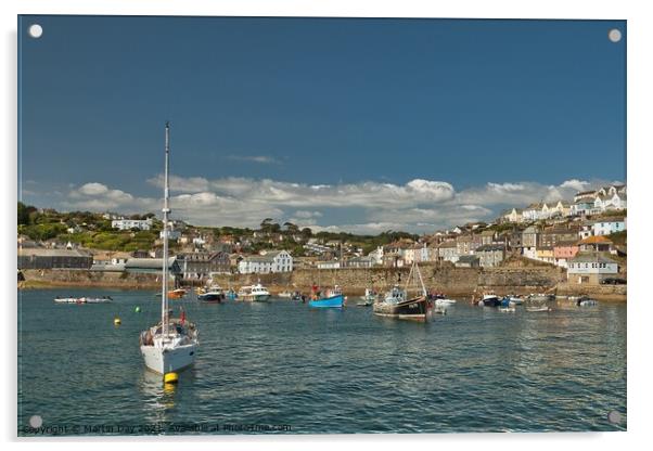 Serene Moorings in Mevagissey Acrylic by Martin Day