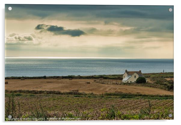 Majestic Cornish Cottage Overlooking a Scenic Hori Acrylic by Martin Day