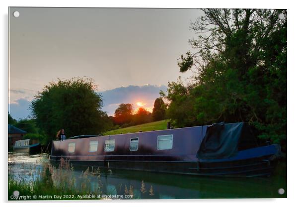 Narrowboat at Sunset Acrylic by Martin Day