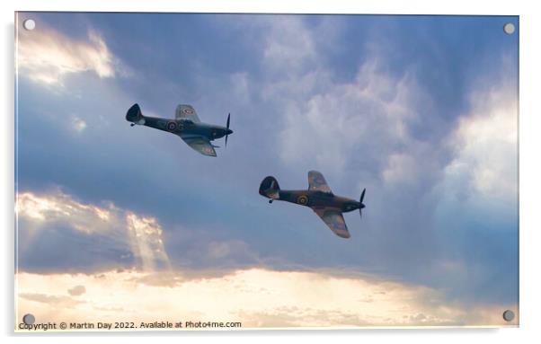 Majestic WWII Planes in Flight Acrylic by Martin Day