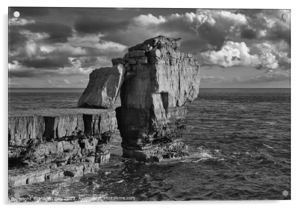 Pulpit Rock on the Isle of Portland Monochrome Acrylic by Martin Day