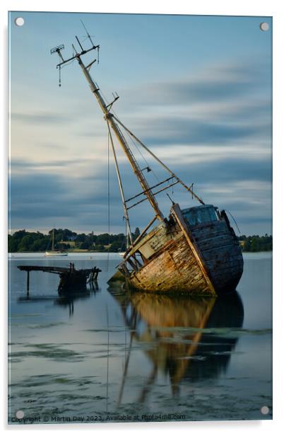 Pin Mill Wreck Acrylic by Martin Day