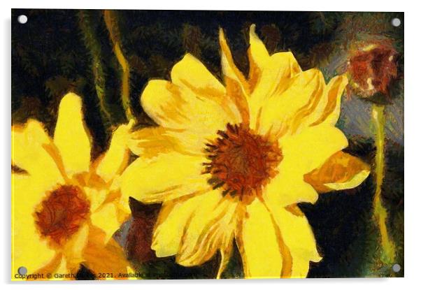 Sunflowers Acrylic by Gareth Parkes