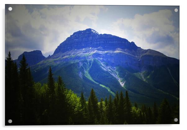 Darkness Starts in the Rocky Mountains Alberta Canada Acrylic by PAULINE Crawford