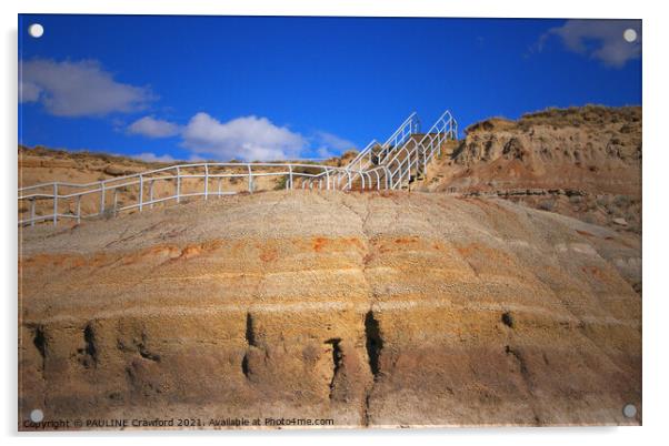 Staircase through the Drumheller Badlands in Alberta Canada Acrylic by PAULINE Crawford