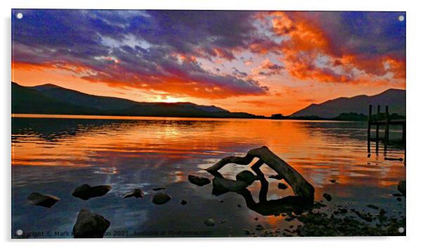 Derwentwater sunset Acrylic by Mark Hetherington
