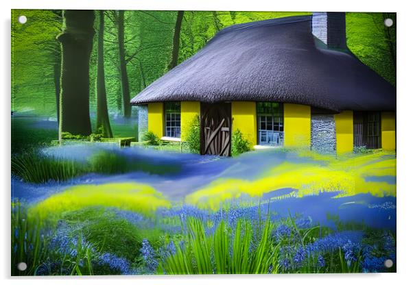 Thatched Cottage In The Woods Acrylic by Picture Wizard
