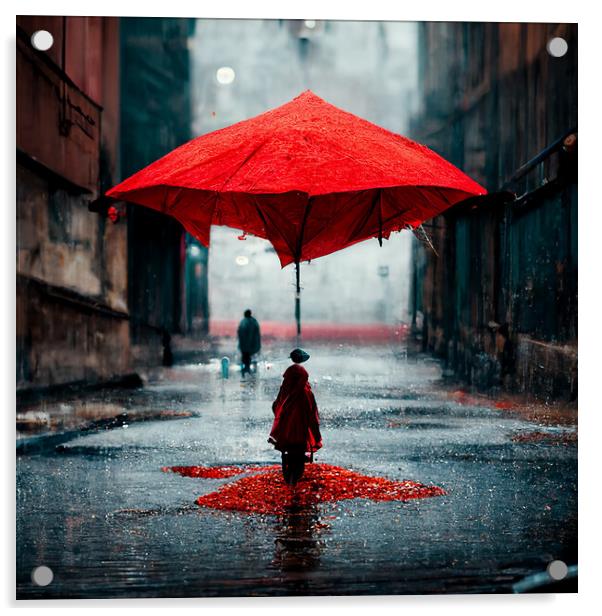 Red Umbrella Acrylic by Picture Wizard