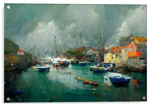 A Cornish VIllage Acrylic by Picture Wizard