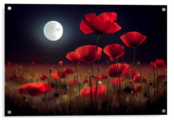 Poppy Full Moon Acrylic by Picture Wizard