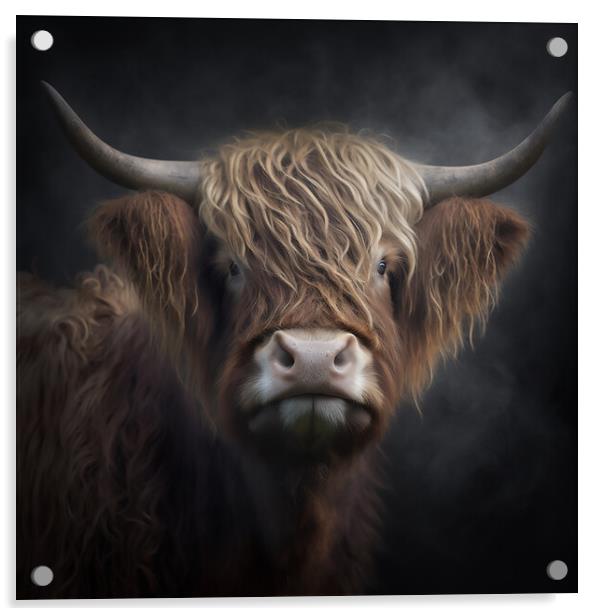 Highland Cow Portrait 2 Acrylic by Picture Wizard