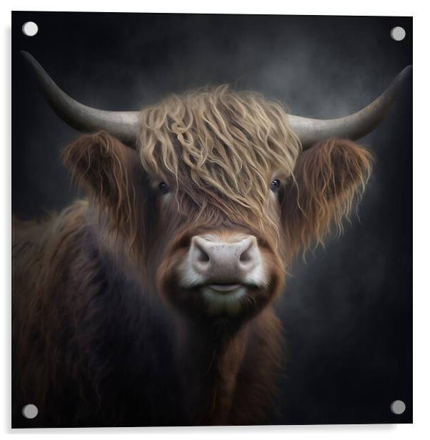 Highland Cow Portrait 3 Acrylic by Picture Wizard