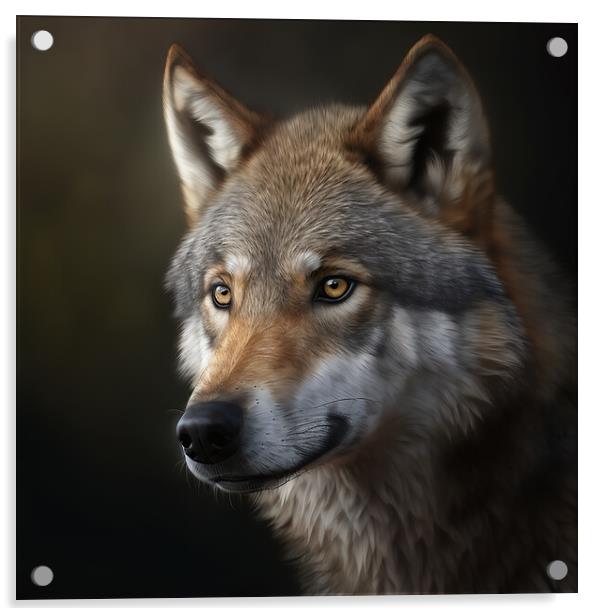 The Wolf Portrait 3 Acrylic by Picture Wizard
