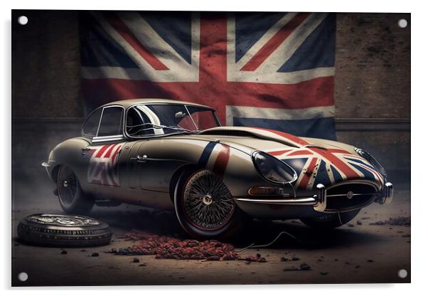 E Type Jaguar 3 Acrylic by Picture Wizard