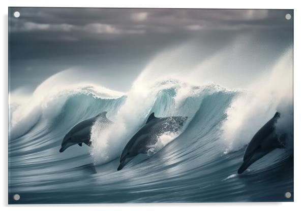 Pod of Dolphins Acrylic by Picture Wizard
