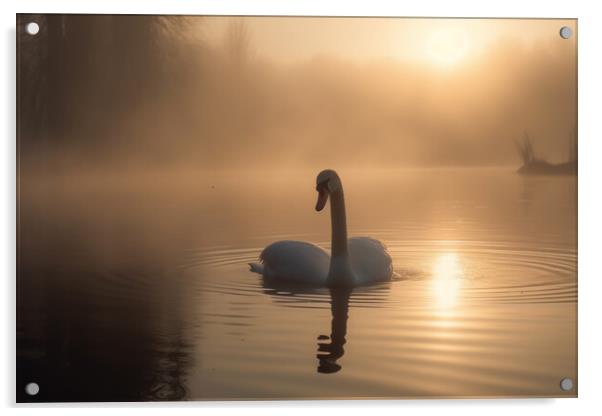 Golden Swan  Acrylic by Picture Wizard