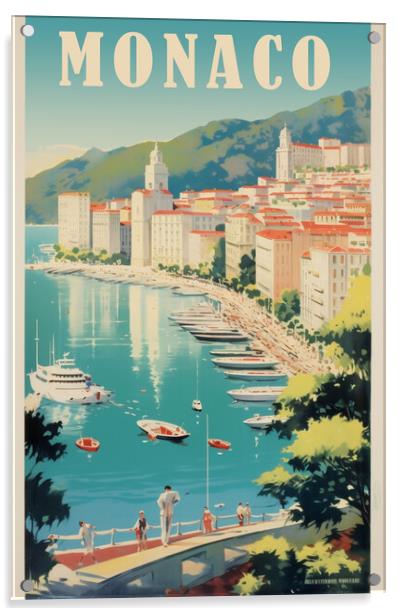Monaco 1950s Travel Poster Acrylic by Picture Wizard